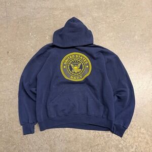 Soffe US Navy Hoodie Mens XL Blue Made in USA Military Pullover Sweatshirt